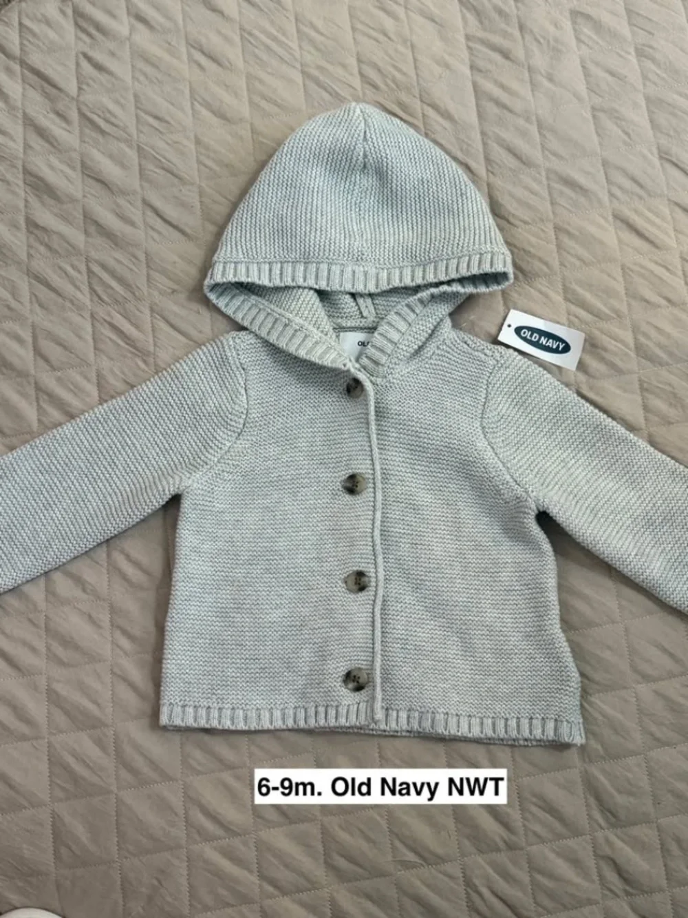 6-9m. Old Navy Baby Knit Hooded Cardigan NWT